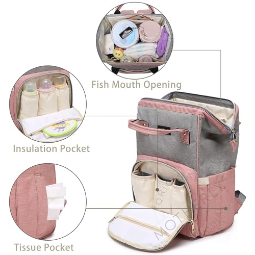 motherly Stylish Babies Diaper Bags for Mothers for Travel | 6 Month Warranty (Gray and Pink)