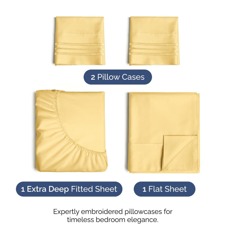 Extra Deep Pocket Sheets - 4 Piece Sheet Set - Twin XL Sheets Deep Pocket - Extra Deep Pocket XL Twin Sheets - Deep Fitted Sheet Set - Extra Deep Pocket Twin XL Size Sheets - Fits Extra Deep Mattress