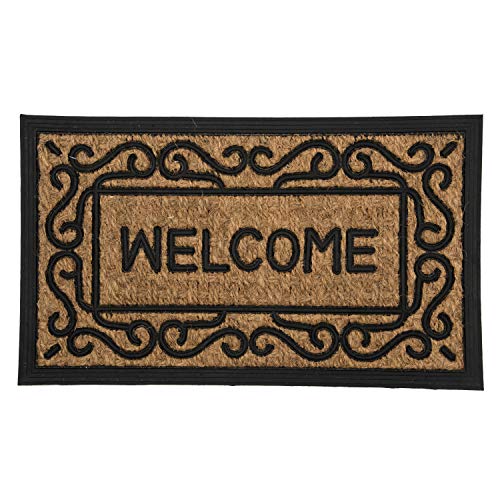 SWHF Rubber-Backed Natural Coir Doormat, Entry Mat for Indoor or Outdoor Use (Welcome)