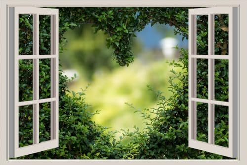 JVERF - JZZA28096 Shrubs Heart Template Greeting Card| Self-Adhesive Open Window Wall Sticker