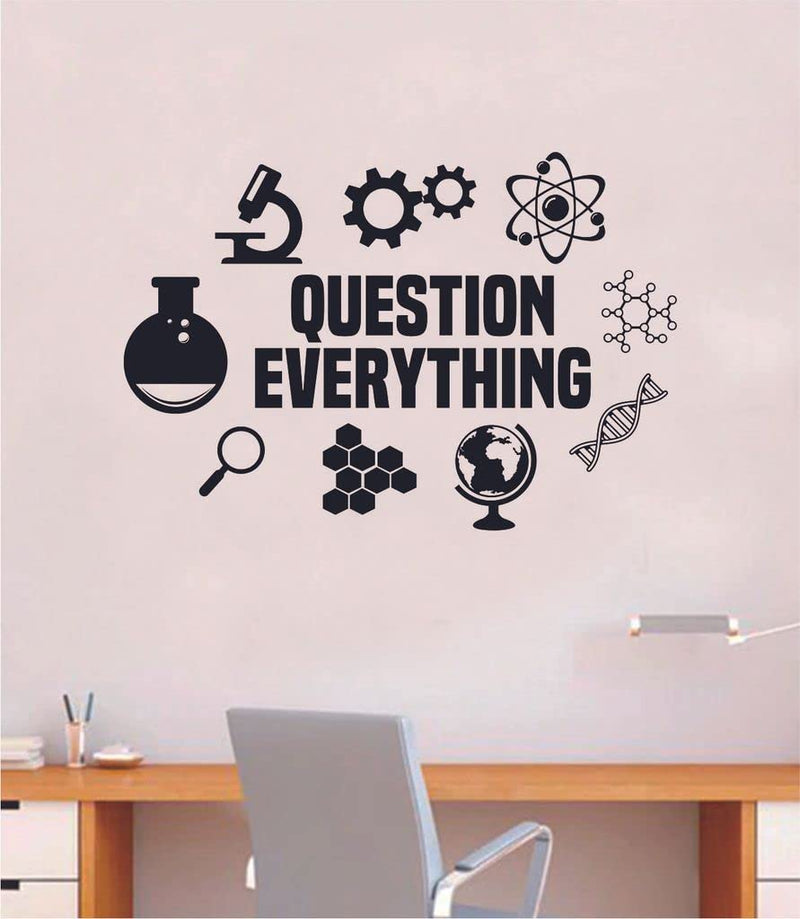 VVWV® Question Everything Science Class Room Stickers for Wall Decoration Kids Learning Motivation Quotes Vinyl Die Cut L x H 60 x 48 Cm