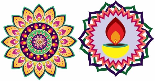Diwali Special - Colourful Decorative Rangoli Sticker Size- 30 cm x 30 cm Set of 2 (AS147)