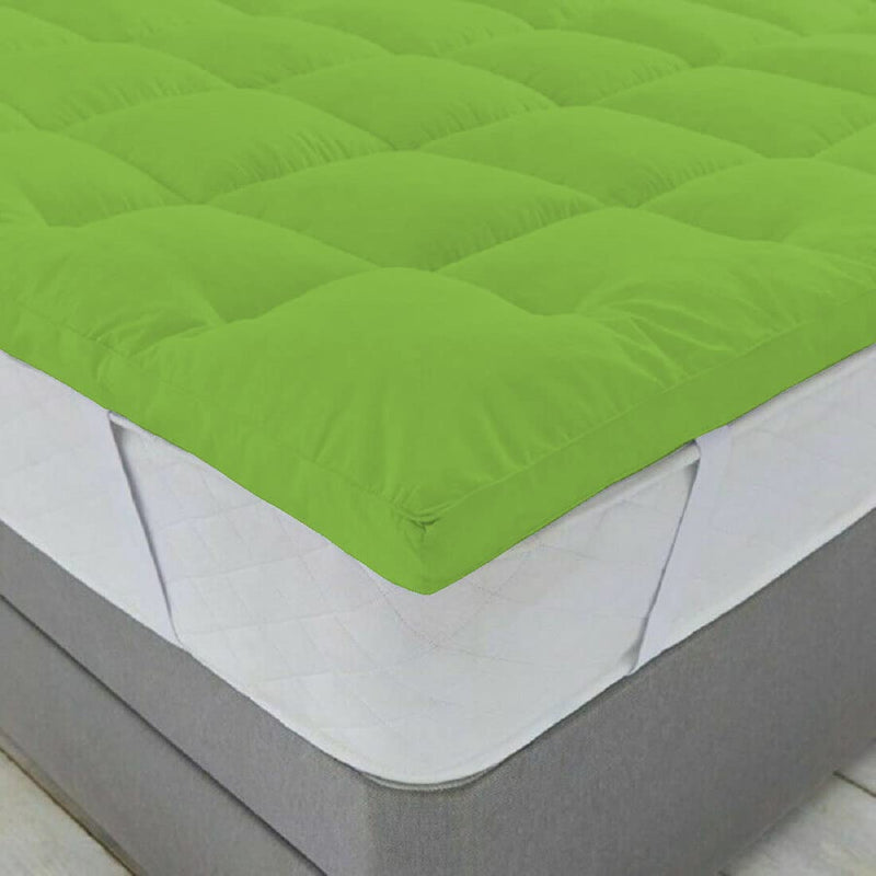 Jaipur Linen 800GSM Hollow Fibre Mattress Padding/Topper Mint Green for Double Bed-72 Inch X 72 Inch