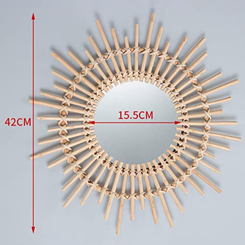 ATORSE® Modern Handmade Natural Rattan Sunburst Wall Hanging Mirror Entryway Hotel M