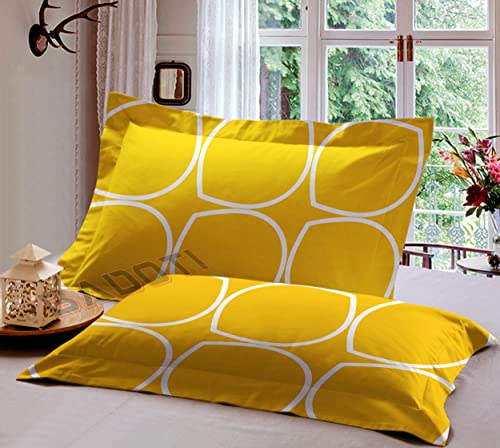 BADOTI Glace Cotton 160 TC Double bedsheet (90x100) with 2 Pillow Covers(17x27) inch, Yellow