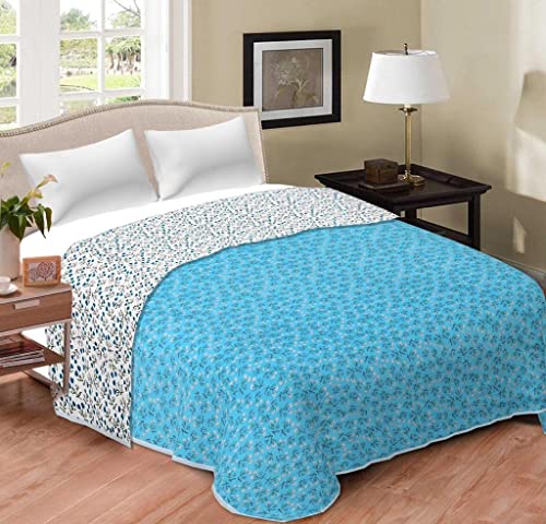 Slickcomfort Pure Cotton 150 GSM Reversible Soft Lightweight Printed Single Bed Blanket/AC Dohar/Skin Friendly Dohar Size 56X84 (RKB12, Single Bed)