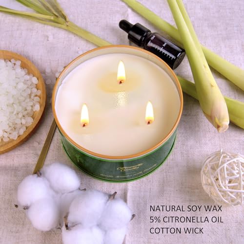 Citronella Candles Outdoor,3 Wick Large Citronella Candle for Patio, 2 Pack Soy Wax Lemongrass Candles, Scented Candles for Indoor Outdoor Garden Backyard Camping Summer Vocation