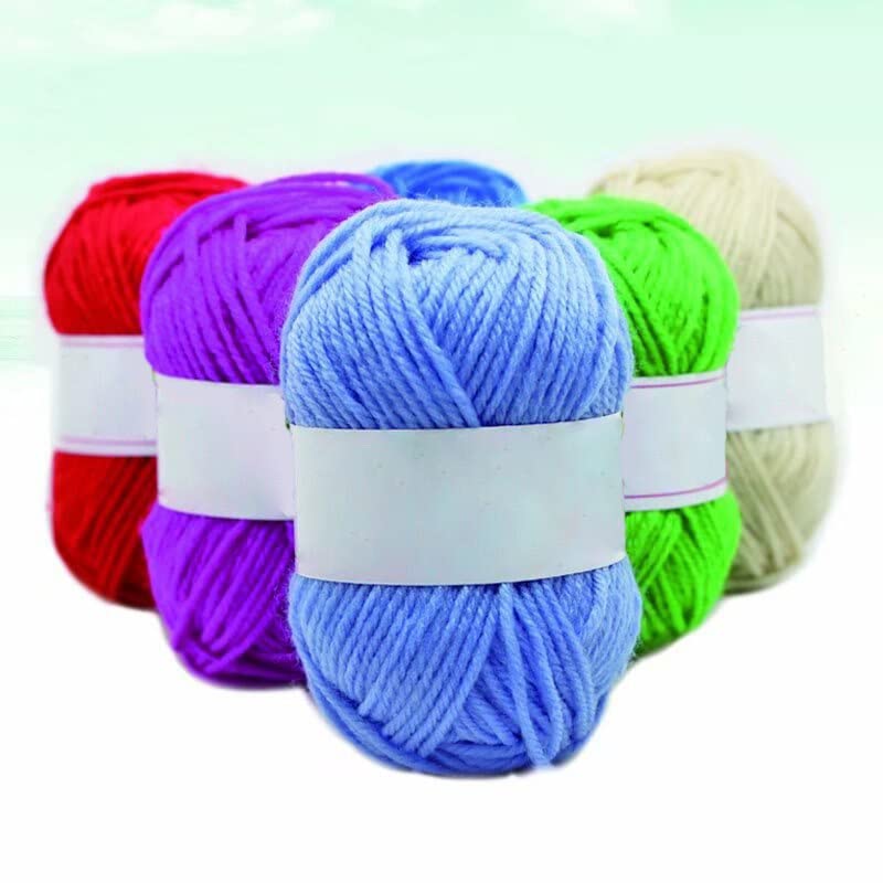 ZUBSHA™ Wool Balls Random Colors - Perfect for Mini Knitting and Crochet Project Hand Knitting Art Craft Soft Fingering Crochet Hook Yarn, Needle Knitting Thread (Pack of 6)