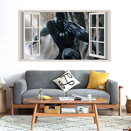 GADGETS WRAP Printed Wall Decal Sticker Fake Window Style Decal (90cm x 50cm) - Black Panther Painting