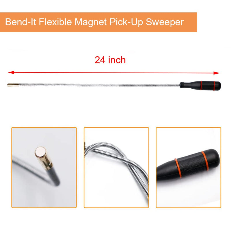 3 Pack Telescoping Magnet Pick-up Tool Set - Retrieving Telescoping Magnet Pickup Tools，Extendable Magnetic Pick Up Tools，Bendable Spring Magnet Stick