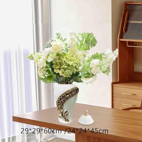 LOOM TREE® Ceramic Ginger Jar Vase Art Accs for Office Dried Flower Arrangement Kitchen Large | Home Decor | Vases