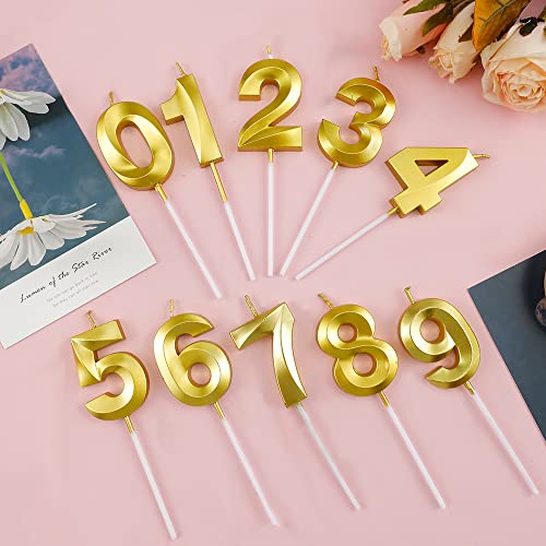 50th Birthday Candles Gold Number Candles 50 Happy Birthday Candles for Cake 3D Design Numeral 50 Cake Topper Sparklers Candles for Men Women Birthday Anniversary Wedding Party Celebration Decoration