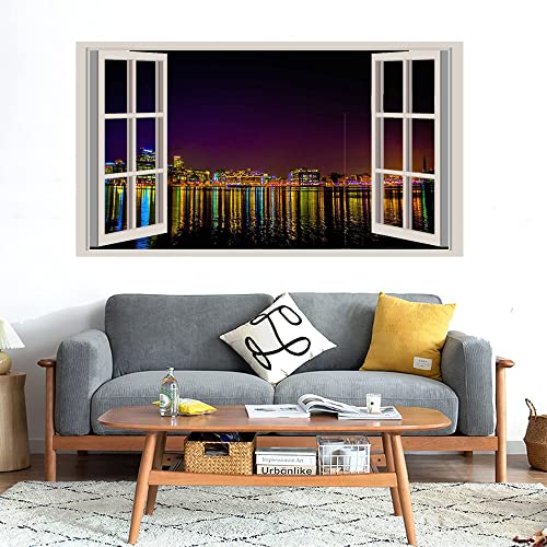 GADGETS WRAP Printed Wall Decal Sticker Fake Window Style Decal (90cm x 50cm) - Tide Point