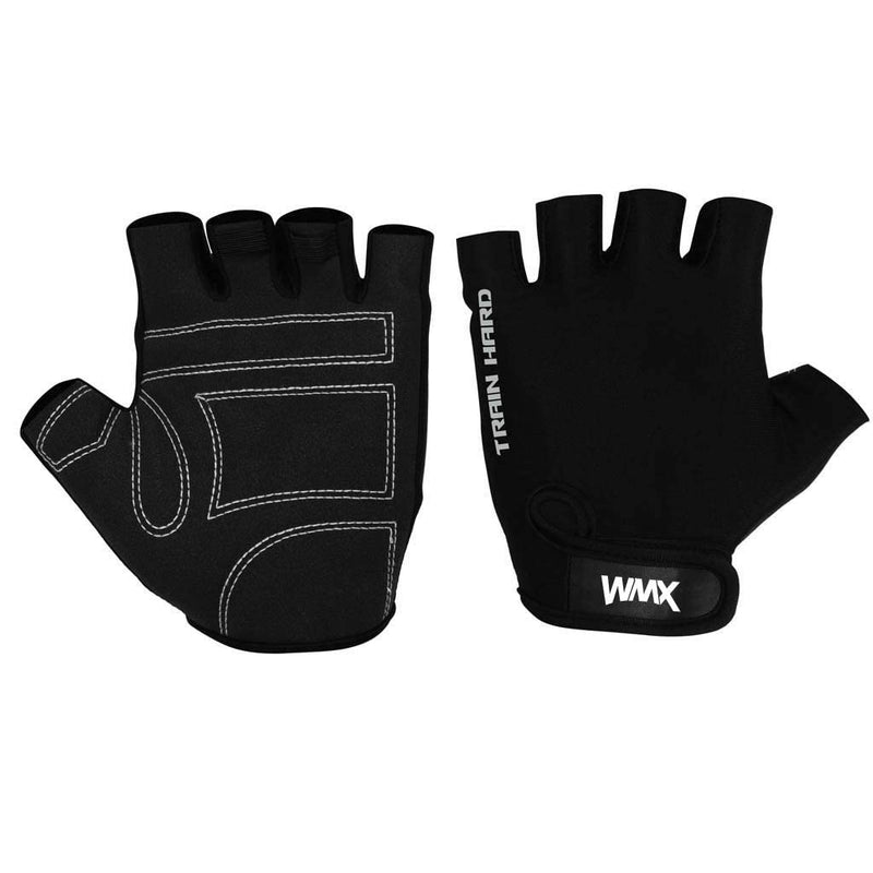 WMX Unisex Leather Gym Gloves | For Professional Weightlifting, Fitness Training And Workout | With Half-Finger Length, Wrist Wrap For Protection (Xl, Sude), Black