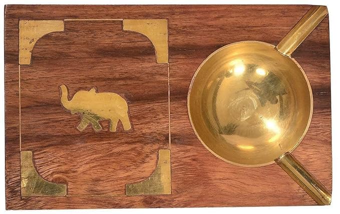ADNANCRAFTS Wooden Cigarette Ash Tray (Brown) (Pack of 1)