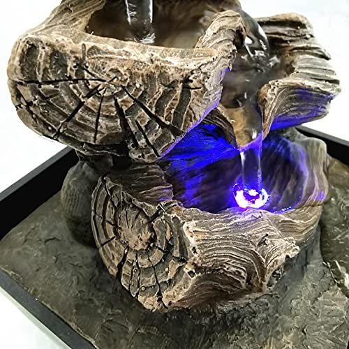 ATORSE® Indoor Tabletop Fountain Waterfall Resin with Led Lights for Desk Garden Style B