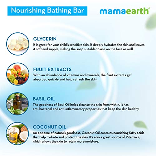 Mamaearth Fruit based Nourishing Clear Bathing Bar Baby Soap with Glycerine, For Kids – 75g x 5, white, one size