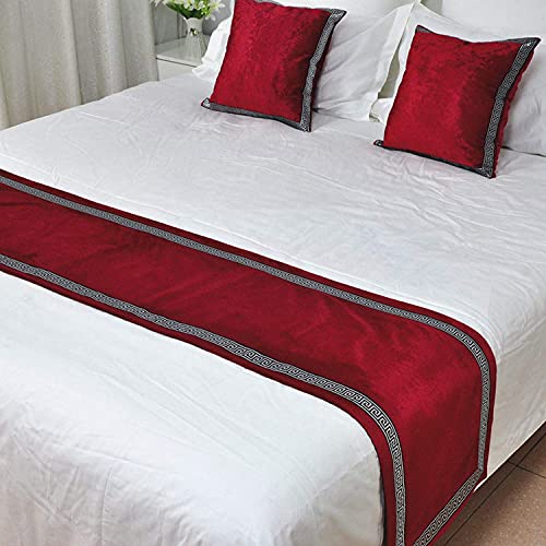 QFWMCW Velvet Bed Runner Scarf Solid Black Red Bed Spread Cover Home Hotel Decoration Bed Runners No Fading King Size