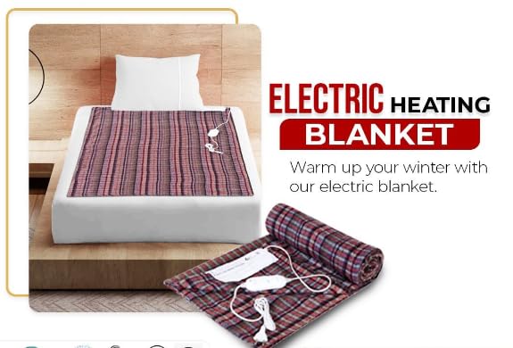 NWF Bed Warm Electric Blanket Shockproof, Single Bed - 30x60 Inches,75x150 cm, Multicolor & Multi Desgin.Top and Bottom of Woollen Fabric.