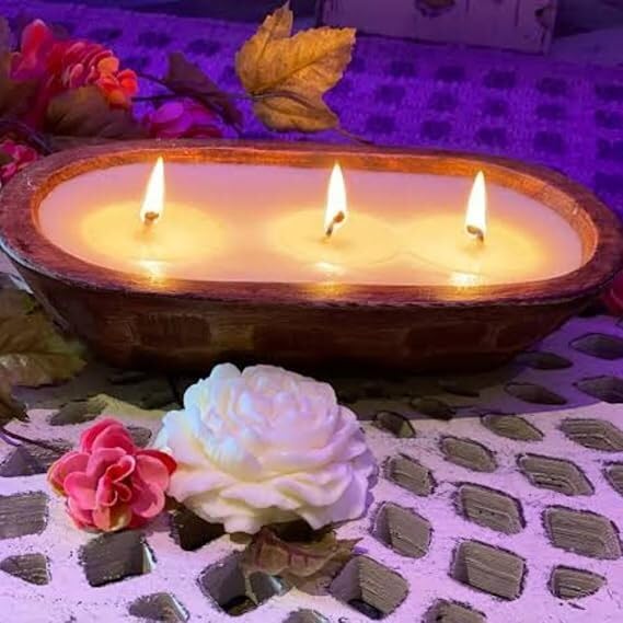 Wooden Dough Bowl Candle