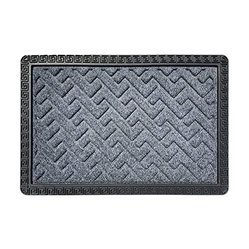 Amazelo Cart Door Mats For Home Entrance,Rectangular Mats Outside, Indoor Rubber Mat, Waterproof Bathmat Heavy Duty For Entry Areas Inside Door Mat Non-Slip Back Dirt Trapper (60X40 Cm, Grey)