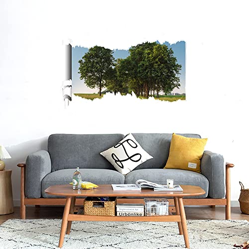 GADGETS WRAP Printed Wall Decal Sticker Scratched Paper Style Wall Decal (90cm x 50cm) - Rural Road Green Trees Landscape