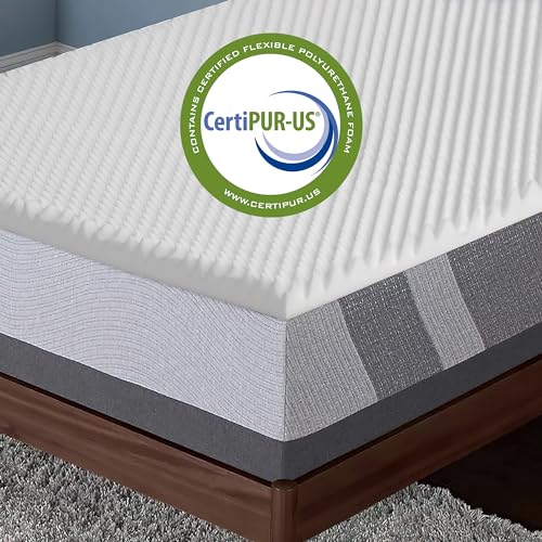 Treaton, 2-inch Convoluted Egg Shell Breathable Foam Topper, Adds Comfort to Mattress, Twin