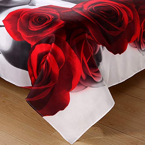 Decdeal 4 Piece/Set Home 3D Ultra Soft Fade Resistant Luxury Bed Sheet Set Bedroom Comfortable Breathable Bedclothes