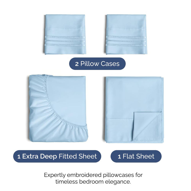 Extra Deep Pocket Sheets - 4 Piece Sheet Set - Cal King Size Sheets Deep Pocket - Extra Deep Bed Sheets - Deep California King Fitted Sheet Set - Super and Ultra Deep Sheets - for Extra Deep Mattress