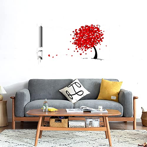 GADGETS WRAP Printed Wall Decal Sticker Scratched Paper Style Wall Decal (90cm x 50cm) - Hearts Tree