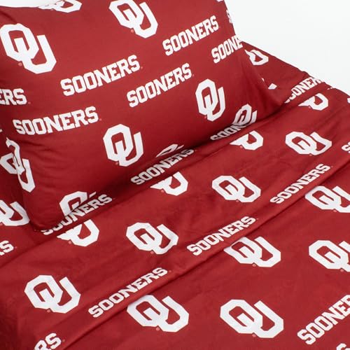 College Covers Oklahoma Sooners Printed Sheet Set - Full - Solid