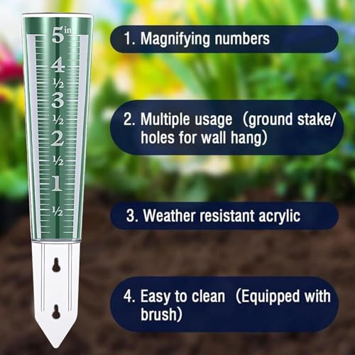 ATORSE Garden Rain Gauge Lawn Courtyard Patio Decorative Stake Water Measuring Tool Blue