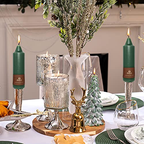 Taper Candles Handmade Dinner Candle Short Candle Sticks 5 inch for Home Decoration Holiday Wedding Party, Dark Green