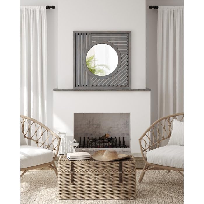 Adeez Gallery Wooden Wall Mirror Frame Size (30x30) Inch Only Frame with Out Mirror Colour Grey