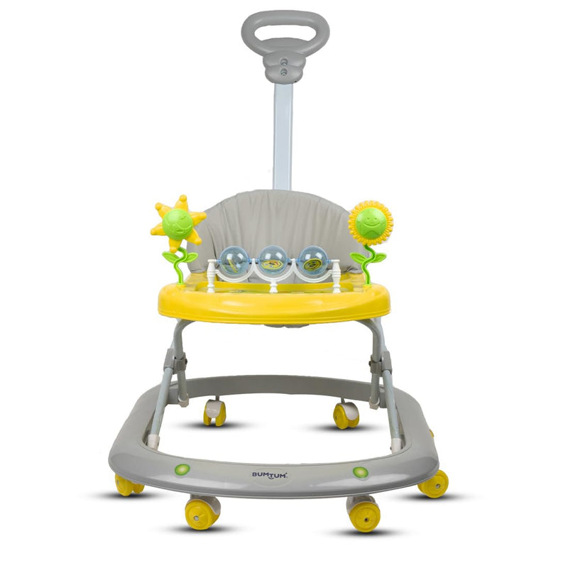 BUMTUM Baby Walker for 6 to 48 Months with Parent Handle Rod| Foldable Activity Walker| Baby Grey Caterpillar Walker