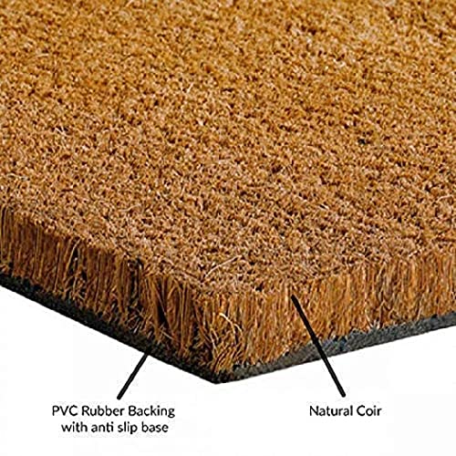 SWHF Natural Coir Printed Double Doormat (Natural) Long-Lasting, Anti-Slip, Heavy Duty Thick Entryway Rug with PVC Backing for Indoor & Covered Door Entrances 120 x 40 cm