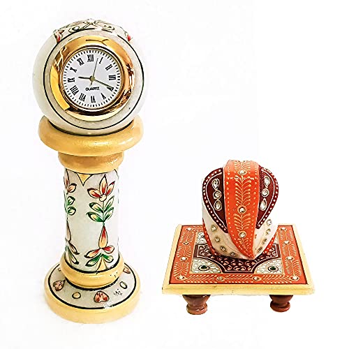 Handicraft Kingdom Small Analog Clock for Study Table & Kids Boys Girls Students with Ganesh Chowki| Approx Size (2 x 6 Inch) & Wt (600 Gm) Pack of 4