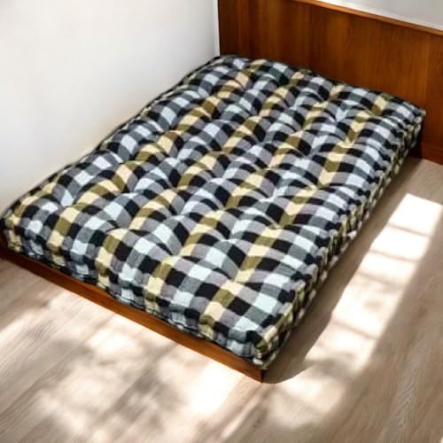 H B MSALA Soft Cotton Filled Multicolored Single Bed Quilt Mattress in Buffalo Check | Cotton Gadda (36 x 72,Box) Single Bed