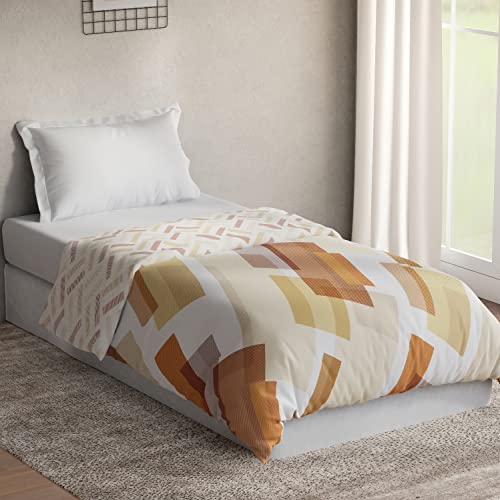 DDECOR - Pack of 1 Geometric 100% Cotton Reversible Single Quilt - Yellow