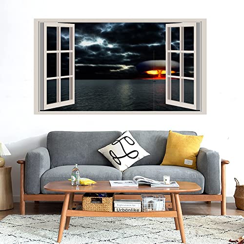 GADGETS WRAP Printed Wall Decal Sticker Fake Window Style Decal (90cm x 50cm) - Night Nuke