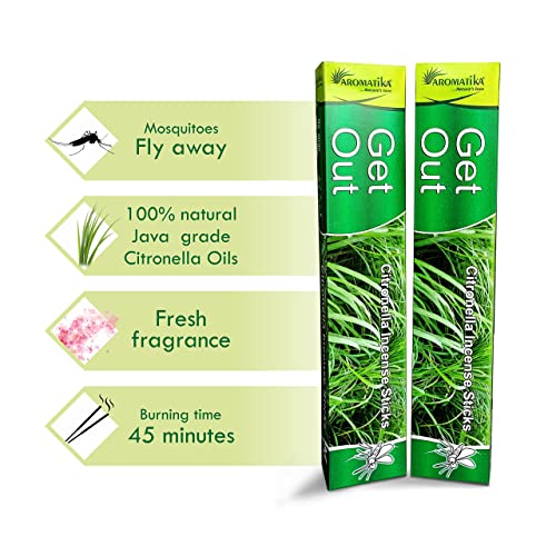 Aromatika Get Out 240 Mosquito Repellent Incense Sticks, Natural and Herbal Citronella Agarbatti Pack | Machar Agarbatti | Anti- Mosquito | Burn Time- 45 mins Approx