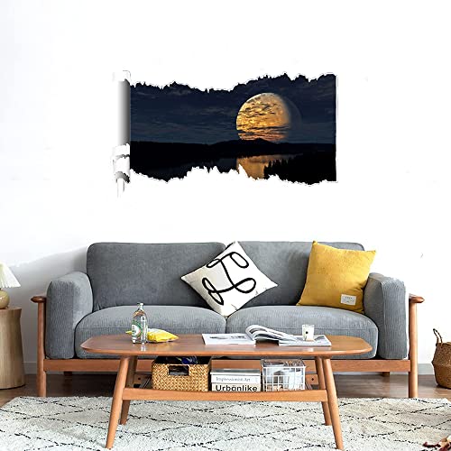 GADGETS WRAP Printed Wall Decal Sticker Scratched Paper Style Wall Decal (90cm x 50cm) - Golden Moon