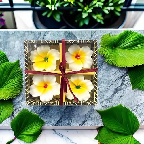 The Decor Affair Artisan-Crafted Flower Petal-Shaped Wax Floating Candles - A Collection of 4 Pieces to Illuminate Your Living Space with Elegance, Wonderful Diwali and New Year