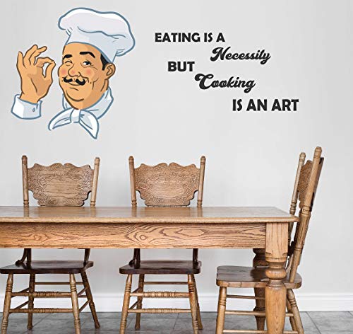 Wallzone Cooking is Art Chef Multi Large Wallsticker for Home Decorations (100 cm x 50 cm)