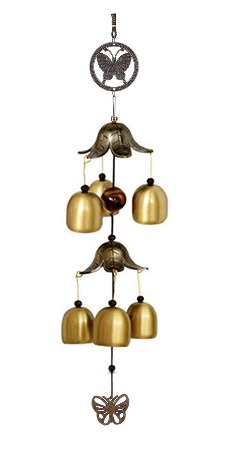 Sethi Traders Metal Wind Chimes for Home Balcony Garden Positive Energy, Home Decor Hanging Long Brass Bells Gifts for Loved Ones 6 Bells