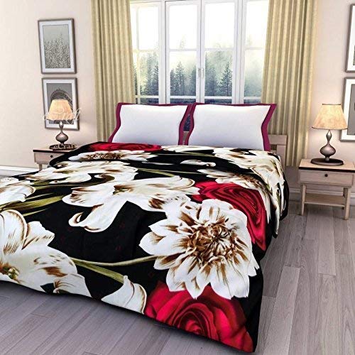 WONDERLOOK 100% Reversible Single Bed Dohar Combo Microfiber, Polycotton Set of 2 Pc (Lili Flower)