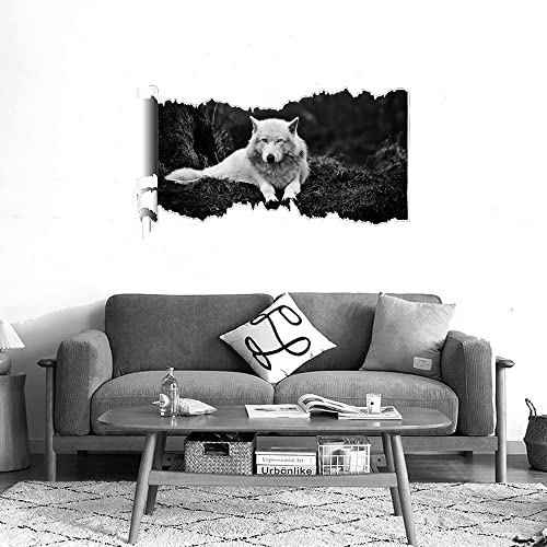 GADGETS WRAP Printed Wall Decal Sticker Scratched Paper Style Wall Decal (90cm x 50cm) - White Wolf