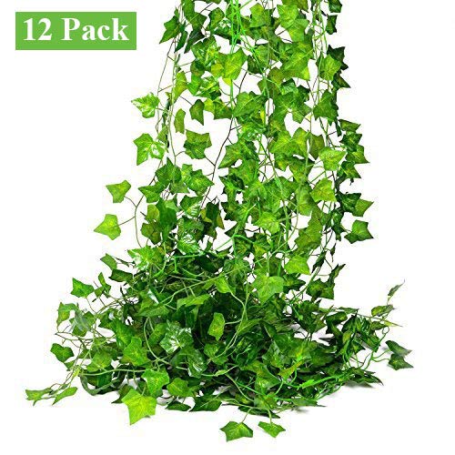 Artiflr 84Feet 12 Strands Artificial Flowers Greenery Fake Hanging Vine Plants Leaf Garland Hanging Party Garden Outdoor Office Wall Decoration