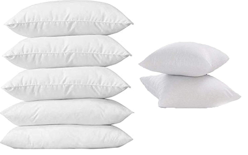 Deevine Craft jymarketing Cotton 7 Piece Bed Pillow with Plain Cushion - White