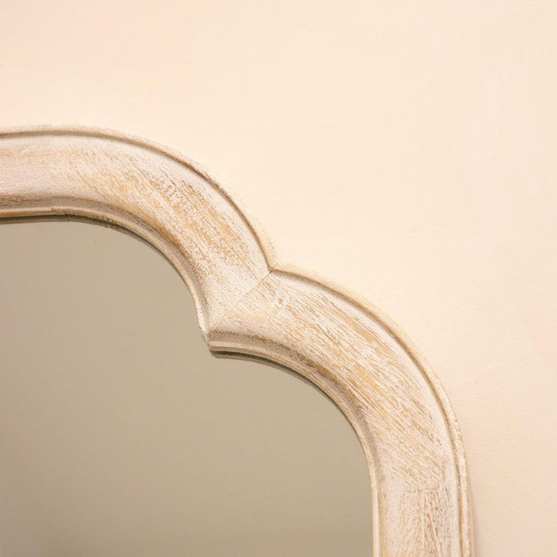 Aafiyat Full Length White Washed Wood Arched Mirror Frame 150CM X 60CM Anticq Finish Natural Wood Only Frame with Out Mirror No Glass